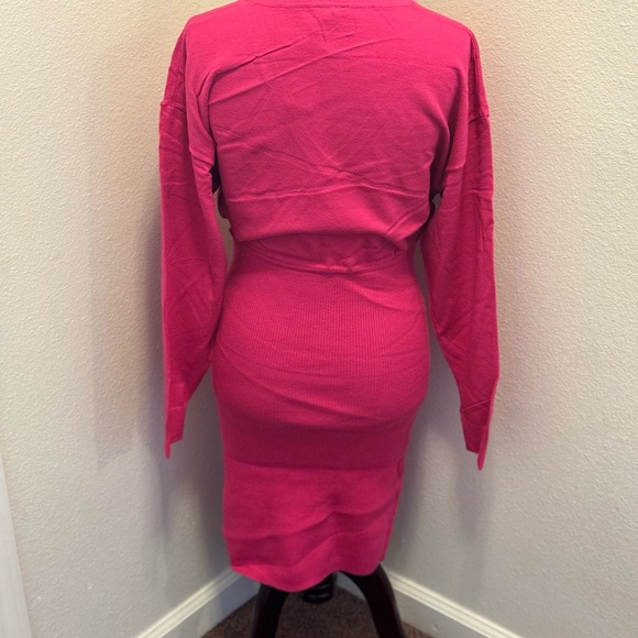 Express Hot Pink Knit Sweater Dress Dolman Stretch Size M XL NEW $88 - Picture 5 of 15